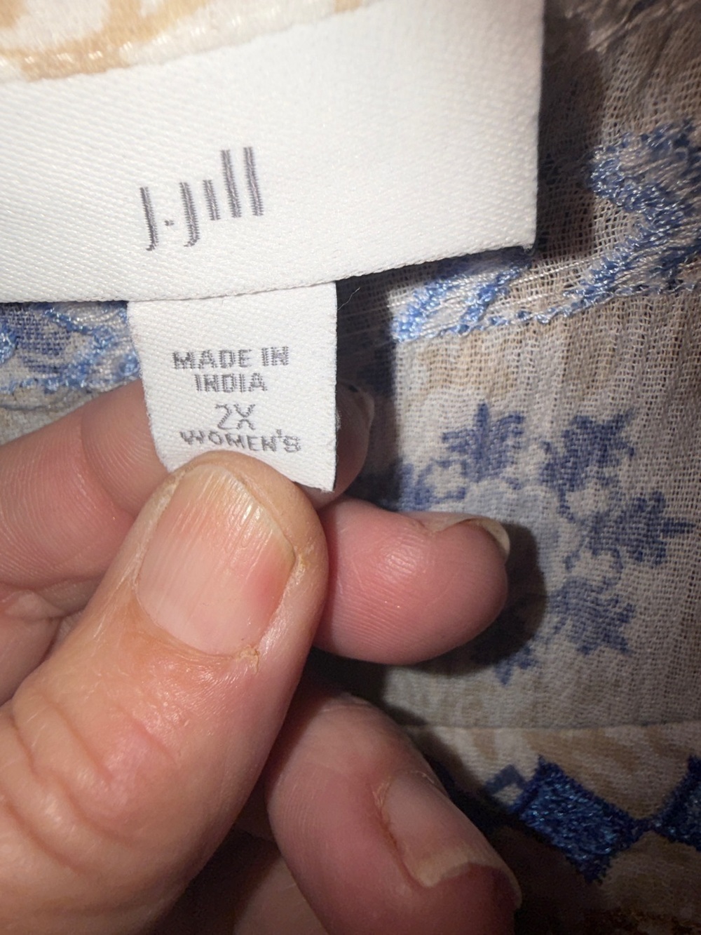 Boho Embroidered V-Neck Tunic in Cream and Blue - Picture 5 of 7
